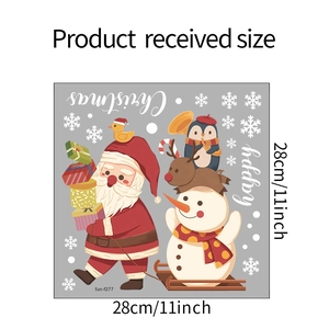 Detail view of Santa and snowman Christmas window sticker measuring 28x28cm