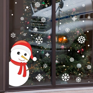 Adesivi natalizi per finestre con pupazzo di neve e fiocchi per vetri festivi