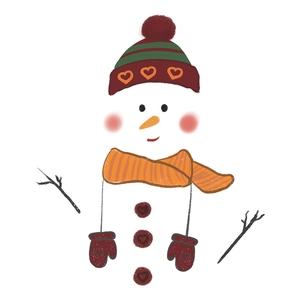 Christmas snowman wall sticker decoration with red heart hat and orange striped scarf
