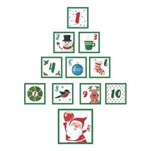 Christmas countdown sticker set with Santa Claus, snowmen, and reindeer wall decor