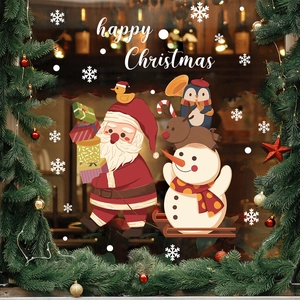 Christmas Santa and snowflake electrostatic window decals for festive glass decoration