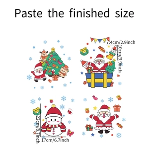 Autocollants de Père Noël et bonhomme de neige avec dimensions et détails de mise en page