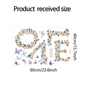 Floral butterfly wall sticker set in 40x60cm size sheet with watercolor ONE design