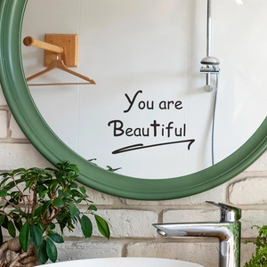 You Are Beautiful English Quote Mirror Wall Sticker Removable PVC Decal For Bathroom Bedroom Home Decor Lettering Sign Art