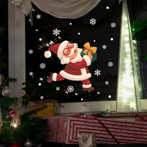 Dancing Santa Claus window sticker with snowflakes for Christmas home glass decorations