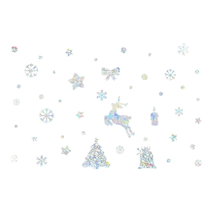 Adesivi natalizi laser iridescenti con renne, fiocchi di neve e alberi di Natale