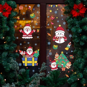 Kit stickers de Noël Père Noël et bonhomme de neige pour décoration de vitres et portes