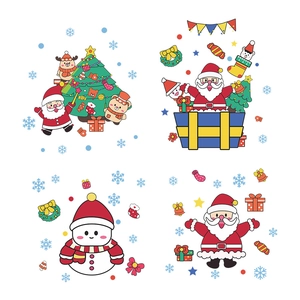 Autocollants de Noël pour fenêtres avec Père Noël, bonhomme de neige et renne décoratifs