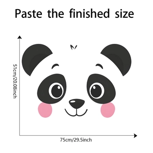 Vista dettagliata dell'adesivo murale panda con dimensioni finali 75 cm per 51 cm