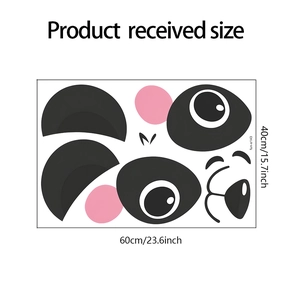 Set di adesivi murali faccia di panda con orecchie e guance, dimensioni foglio 60x40cm