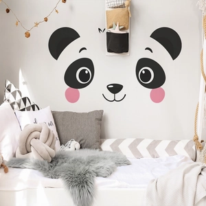 Dettaglio adesivi murali panda carino con guance rosa per decorazione cameretta