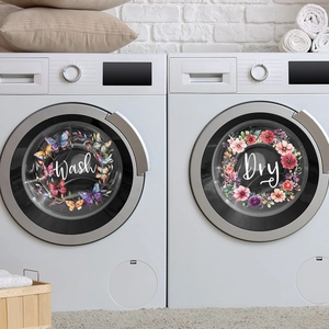 Creative Wash and Dry floral wreath stickers for washing machine glass door decoration