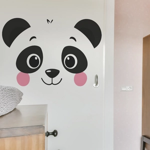 Adesivi murali con faccia di panda carino e guance rosa per camera da letto