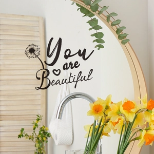 Sticker mural You are Beautiful avec pissenlit pour miroir de salle de bain décoratif