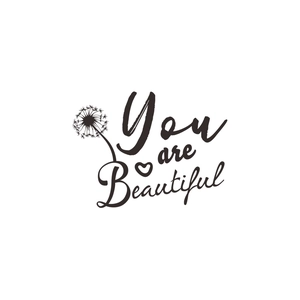 Sticker mural You are Beautiful avec pissenlit et cœur pour décoration de salle de bain