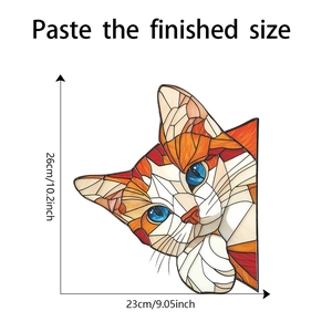 Cartoon orange cat mosaic glass sticker showing finished size dimensions of 26x23cm