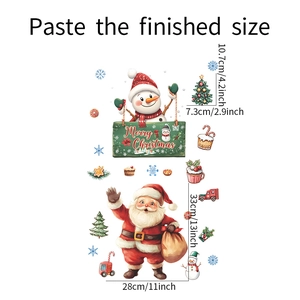 Detailed view of Christmas wall stickers featuring Santa and Snowman with size dimensions