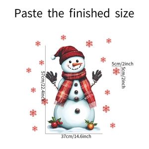 Détails des dimensions du sticker bonhomme de neige affichant 57 cm de hauteur totale
