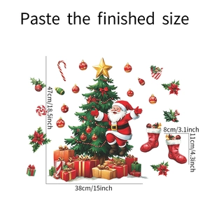 Finished size display of Christmas tree and Santa Claus waterproof PVC wall stickers