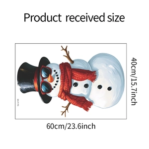 Detailed size chart showing 60x40cm dimensions for funny snowman wall sticker