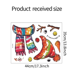 Detail of Christmas snowman DIY wall sticker set with colorful scarf and red hat elements