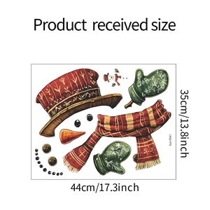 Detailed sheet size dimensions for Christmas snowman PVC wall and fridge stickers