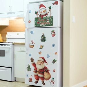 Christmas Santa Claus and Snowman wall stickers for refrigerator and home holiday decoration