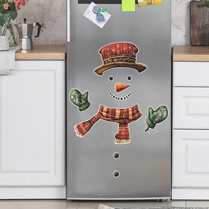 Creative Christmas snowman magnetic refrigerator stickers set for home kitchen wall decor