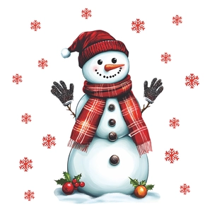 Sticker mural bonhomme de neige de Noël avec bonnet rouge pour décoration de fenêtre