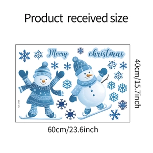 Detailed dimensions of Christmas snowman wall sticker measuring 60cm by 40cm for home decor