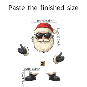 Size guide for cool Santa fridge decals showing dimensions of head and boot components