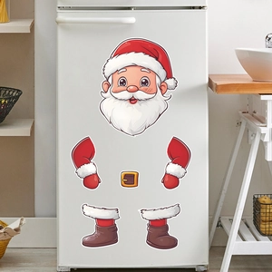 Cartoon Santa Claus magnetic fridge sticker set for kitchen Christmas wall decoration