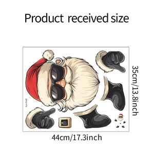 DIY Christmas Santa wall stickers set with sunglasses design measuring 44cm x 35cm
