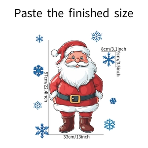 Detailed size guide for Santa Claus wall sticker showing finished layout of 57cm height