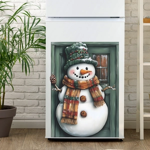 Christmas Snowman Refrigerator Sticker PVC Wall Decal Winter Holiday Home Decor Cute Snowman Kitchen Fridge Decoration
