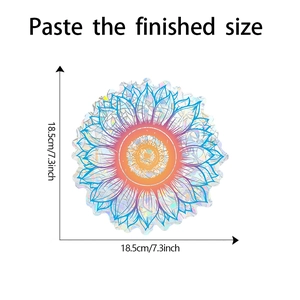 Detailed size specifications for laser sun-flower mandala window sticker 18.5cm x 18.5cm