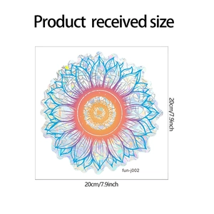 Rainbow laser sunflower sun catcher sticker detail with 20cm size dimension label