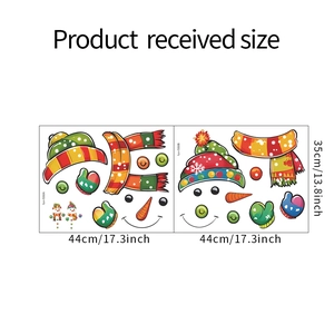 Detailed sheet size of DIY Christmas snowman wall stickers measuring 44cm by 35cm