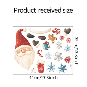 Foglio dettagliato con layout 44x35cm di adesivi natalizi con Babbo Natale e pan di zenzero