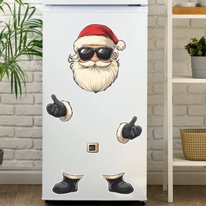 Cool cartoon Santa Claus fridge stickers with sunglasses for Christmas home decor