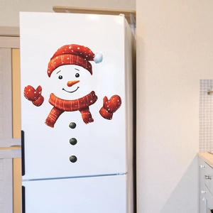 Cute cartoon snowman fridge magnets set with red hat and scarf for Christmas home decor