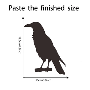 Größentabelle für schwarzen Vogelsilhouette-Wandtattoo, Maße 12,5 cm x 10 cm für Deko