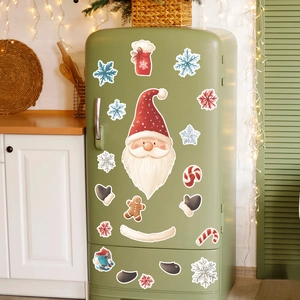 Set di magneti natalizi per frigorifero con Babbo Natale e omino di pan di zenzero su frigo