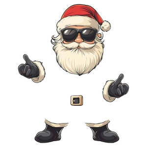 Cartoon cool Santa Claus fridge sticker with sunglasses and beard for kitchen decoration
