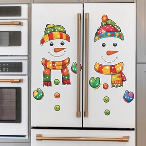 Christmas snowman magnet decals for refrigerator holiday home wall decoration set