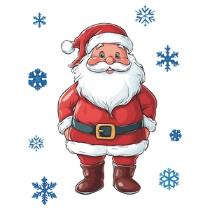 Classic cartoon Santa Claus with blue snowflakes wall sticker for Christmas decoration