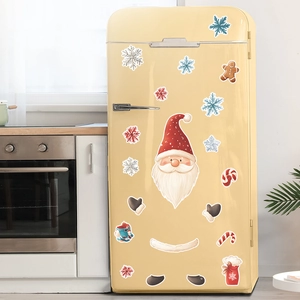 Adesivi natalizi per frigorifero con Babbo Natale, omino di pan di zenzero e fiocchi