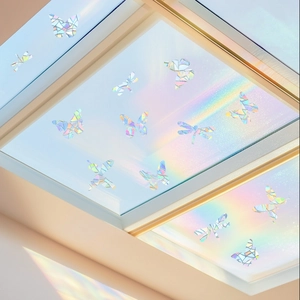 Rainbow prism window stickers featuring butterfly and dragonfly patterns for glass decor