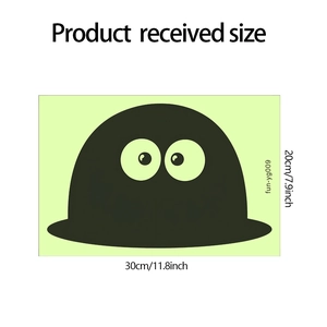 Detailed size chart for black cartoon monster wall sticker measuring 30cm by 20cm