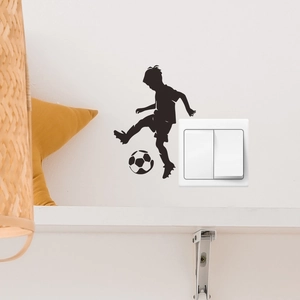 Black silhouette soccer boy wall sticker for bedroom switch decoration